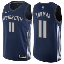 Men's Nike Detroit Pistons #11 Isiah Thomas Authentic Navy Blue NBA Jersey - City Edition