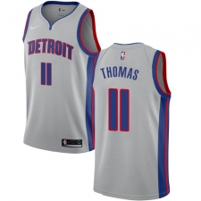 Men's Nike Detroit Pistons #11 Isiah Thomas Authentic Silver NBA Jersey Statement Edition