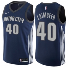 Men's Nike Detroit Pistons #40 Bill Laimbeer Authentic Navy Blue NBA Jersey - City Edition