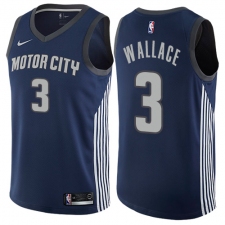 Men's Nike Detroit Pistons #3 Ben Wallace Authentic Navy Blue NBA Jersey - City Edition