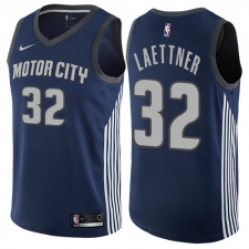 Men's Nike Detroit Pistons #32 Christian Laettner Authentic Navy Blue NBA Jersey - City Edition