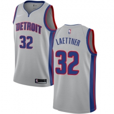 Men's Nike Detroit Pistons #32 Christian Laettner Authentic Silver NBA Jersey Statement Edition