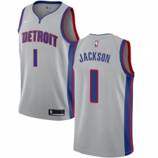 Men's Nike Detroit Pistons #1 Reggie Jackson Swingman Silver NBA Jersey Statement Edition