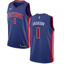 Women's Nike Detroit Pistons #1 Reggie Jackson Swingman Royal Blue Road NBA Jersey - Icon Edition