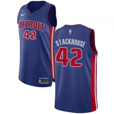 Men's Nike Detroit Pistons #42 Jerry Stackhouse Authentic Royal Blue Road NBA Jersey - Icon Edition