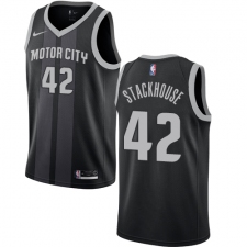 Men's Nike Detroit Pistons #42 Jerry Stackhouse Swingman Black NBA Jersey - City Edition