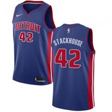 Women's Nike Detroit Pistons #42 Jerry Stackhouse Swingman Royal Blue Road NBA Jersey - Icon Edition