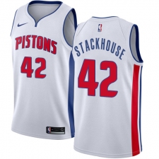 Youth Nike Detroit Pistons #42 Jerry Stackhouse Authentic White Home NBA Jersey - Association Edition