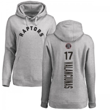 NBA Women's Nike Toronto Raptors #17 Jonas Valanciunas Ash Backer Pullover Hoodie