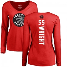 NBA Women's Nike Toronto Raptors #55 Delon Wright Red Backer Long Sleeve T-Shirt