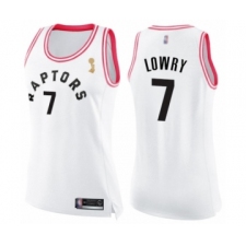 Women's Toronto Raptors #7 Kyle Lowry Swingman White Pink Fashion 2019 Basketball Finals Champions Jersey
