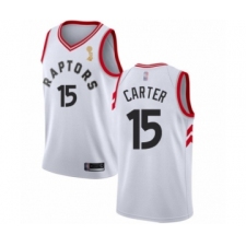 Men's Toronto Raptors #15 Vince Carter Swingman White 2019 Basketball Finals Champions Jersey - Association Edition