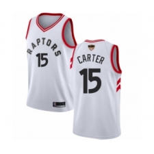 Youth Toronto Raptors #15 Vince Carter Swingman White 2019 Basketball Finals Bound Jersey - Association Edition