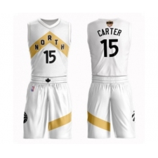 Youth Toronto Raptors #15 Vince Carter Swingman White 2019 Basketball Finals Bound Suit Jersey - City Edition