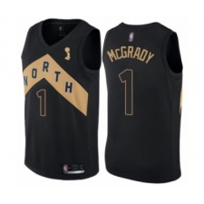 Men's Toronto Raptors #1 Tracy Mcgrady Swingman Black 2019 Basketball Finals Champions Jersey - City Edition