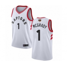 Men's Toronto Raptors #1 Tracy Mcgrady Swingman White 2019 Basketball Finals Bound Jersey - Association Edition
