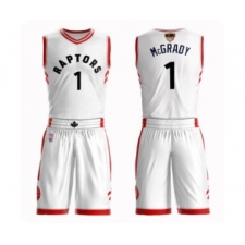 Men's Toronto Raptors #1 Tracy Mcgrady Swingman White 2019 Basketball Finals Bound Suit Jersey - Association Edition