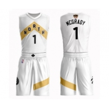 Men's Toronto Raptors #1 Tracy Mcgrady Swingman White 2019 Basketball Finals Bound Suit Jersey - City Edition