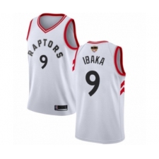 Men's Toronto Raptors #9 Serge Ibaka Swingman White 2019 Basketball Finals Bound Jersey - Association Edition