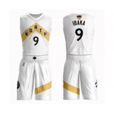Men's Toronto Raptors #9 Serge Ibaka Swingman White 2019 Basketball Finals Bound Suit Jersey - City Edition