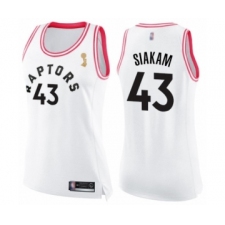 Women's Toronto Raptors #43 Pascal Siakam Swingman White Pink Fashion 2019 Basketball Finals Champions Jersey