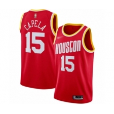 Men's Houston Rockets #15 Clint Capela Authentic Red Hardwood Classics Finished Basketball Jersey