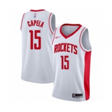 Men's Houston Rockets #15 Clint Capela Authentic White Finished Basketball Jersey - Association Edition