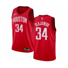Men's Nike Houston Rockets #34 Hakeem Olajuwon Red Swingman Jersey - Earned Edition