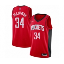 Women's Houston Rockets #34 Hakeem Olajuwon Swingman Red Finished Basketball Jersey - Icon Edition