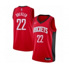 Men's Houston Rockets #22 Clyde Drexler Authentic Red Finished Basketball Jersey - Icon Edition
