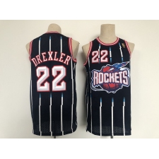 Men's Houston Rockets #22 Clyde Drexler Blue Basketball Jersey