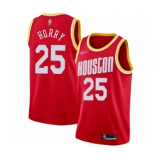 Men's Houston Rockets #25 Robert Horry Authentic Red Hardwood Classics Finished Basketball Jersey