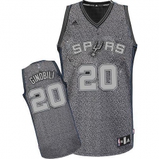 Men's Adidas San Antonio Spurs #20 Manu Ginobili Swingman Grey Static Fashion NBA Jersey