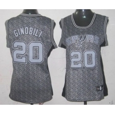 Women's Adidas San Antonio Spurs #20 Manu Ginobili Swingman Grey Static Fashion NBA Jersey