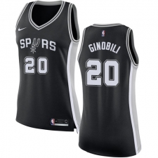 Women's Nike San Antonio Spurs #20 Manu Ginobili Swingman Black Road NBA Jersey - Icon Edition