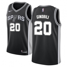 Youth Nike San Antonio Spurs #20 Manu Ginobili Swingman Black Road NBA Jersey - Icon Edition
