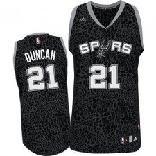 Men's Adidas San Antonio Spurs #21 Tim Duncan Swingman Black Crazy Light NBA Jersey