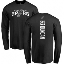 NBA Nike San Antonio Spurs #21 Tim Duncan Black Backer Long Sleeve T-Shirt