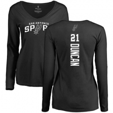 NBA Women's Nike San Antonio Spurs #21 Tim Duncan Black Backer Long Sleeve T-Shirt