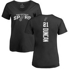 NBA Women's Nike San Antonio Spurs #21 Tim Duncan Black Backer T-Shirt