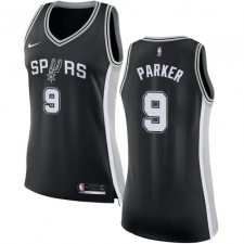 Women's Nike San Antonio Spurs #9 Tony Parker Authentic Black Road NBA Jersey - Icon Edition
