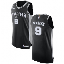 Youth Nike San Antonio Spurs #9 Tony Parker Authentic Black Road NBA Jersey - Icon Edition