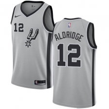 Men's Nike San Antonio Spurs #12 LaMarcus Aldridge Authentic Silver Alternate NBA Jersey Statement Edition