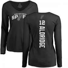 NBA Women's Nike San Antonio Spurs #12 LaMarcus Aldridge Black Backer Long Sleeve T-Shirt