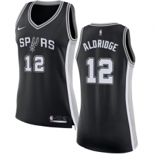 Women's Nike San Antonio Spurs #12 LaMarcus Aldridge Swingman Black Road NBA Jersey - Icon Edition