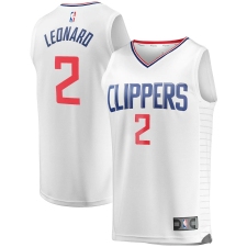 Youth LA Clippers #2 Kawhi Leonard Fanatics Branded White 2020-21 Fast Break Player Jersey