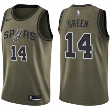 Men's Nike San Antonio Spurs #14 Danny Green Swingman Green Salute to Service NBA Jersey