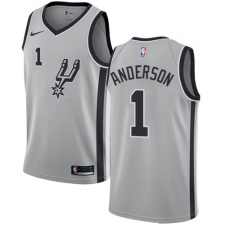 Men's Nike San Antonio Spurs #1 Kyle Anderson Authentic Silver Alternate NBA Jersey Statement Edition