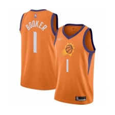 Men's Phoenix Suns #1 Devin Booker Authentic Orange Finished Basketball Jersey - Statement Edition