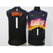 Men's Phoenix Suns #1 Devin Booker Black Nike Finished Basketball Jersey
